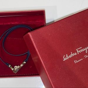 Salvatore Ferragamo wrap bracelet (deep blue with gold clasp)